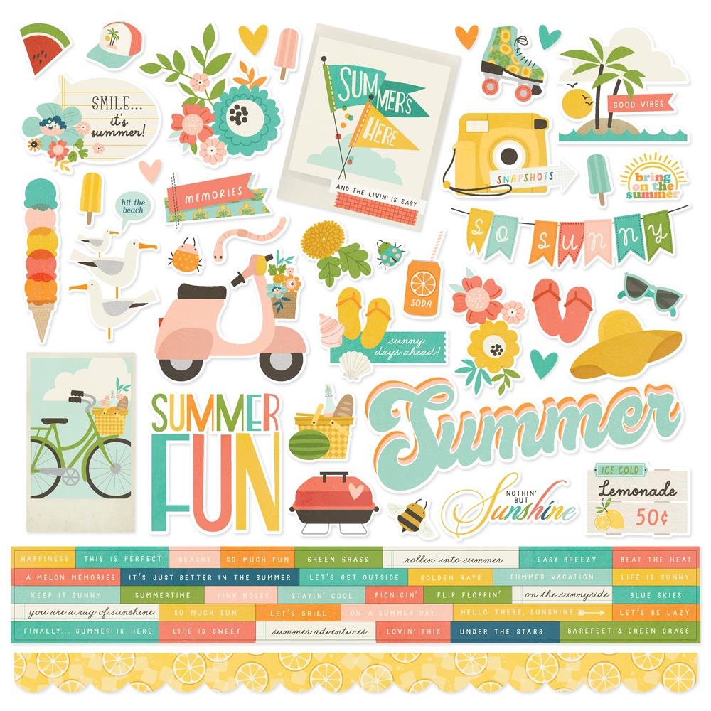 Simple Stories Summer Snapshots 12 x 12 Collection Kit 22000 Cardstock Stickers