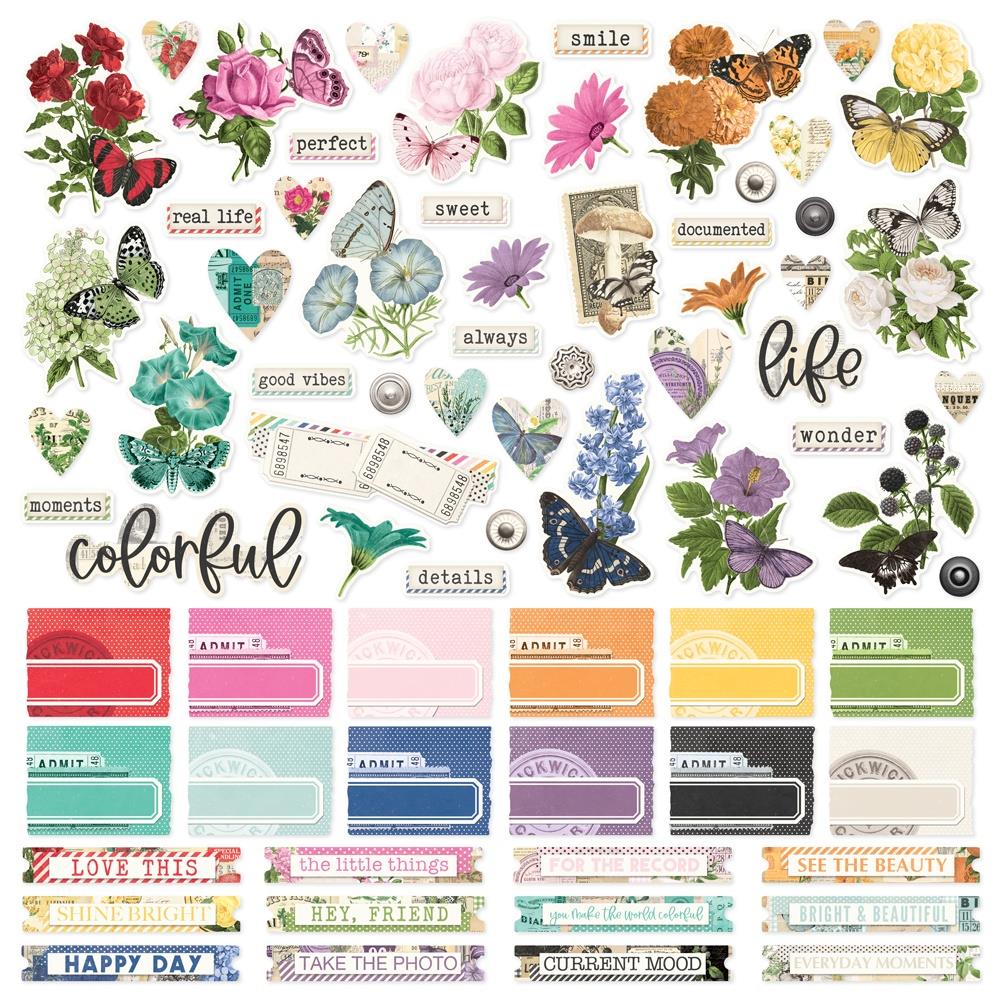 Simple Stories Vintage Essentials Color Palette 12 x 12 Collector's Kit 22201 Cardstock Stickers