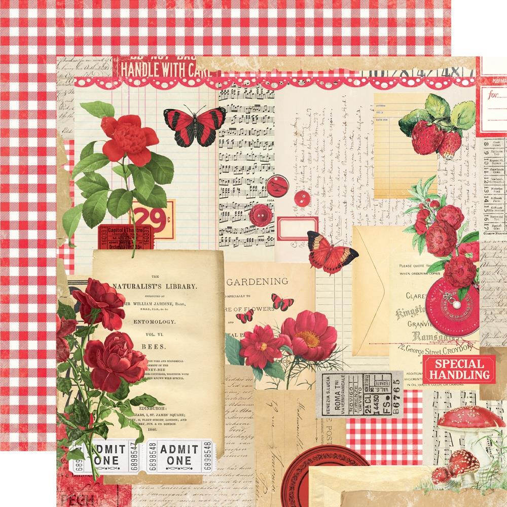 Simple Stories Vintage Essentials Color Palette 12 x 12 Collector's Kit 22201 Red Collage
