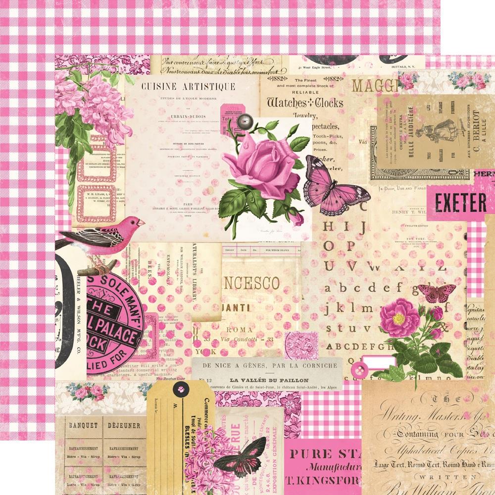 Simple Stories Vintage Essentials Color Palette 12 x 12 Collector's Kit 22201 Pink Collage