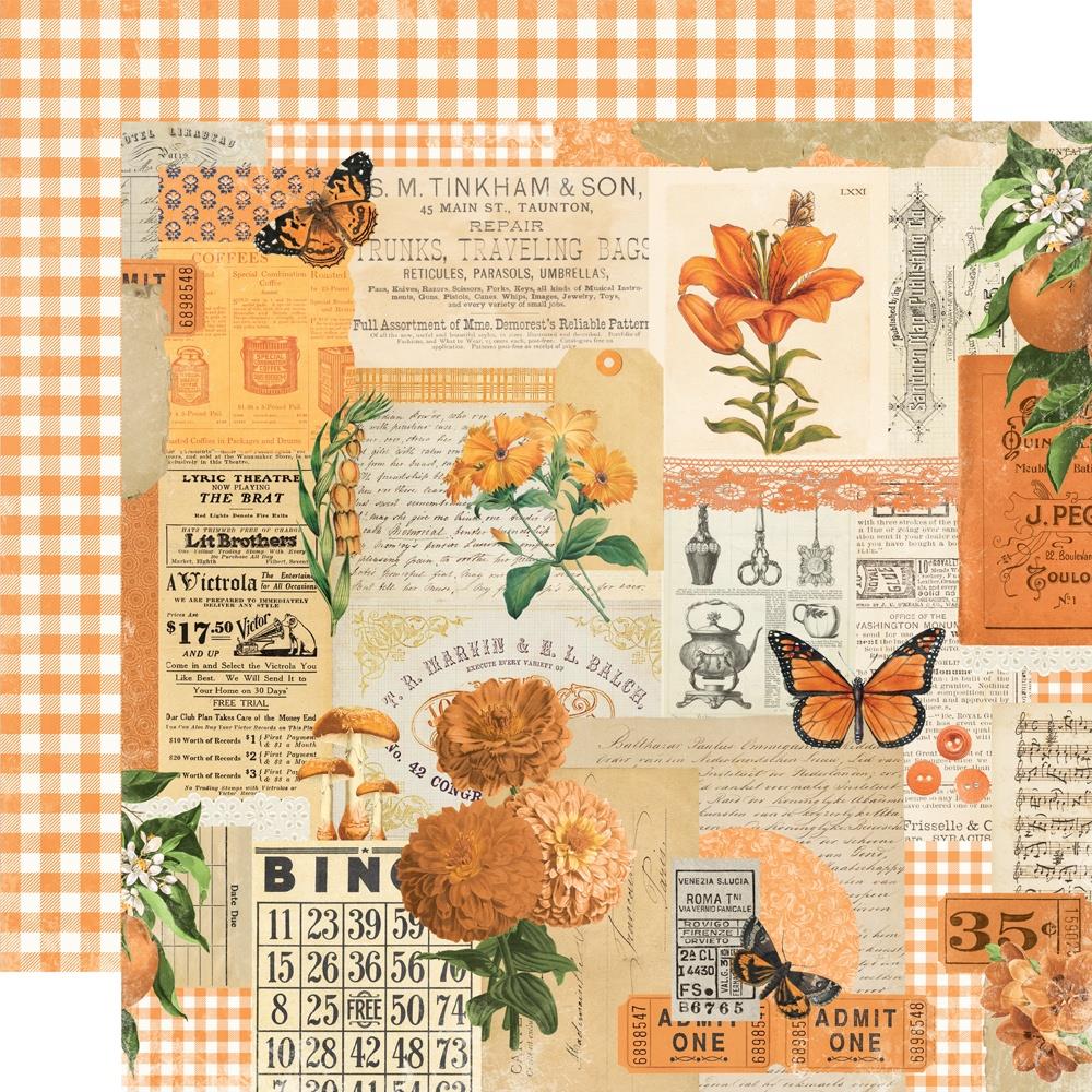 Simple Stories Vintage Essentials Color Palette 12 x 12 Collector's Kit 22201 Orange Collage
