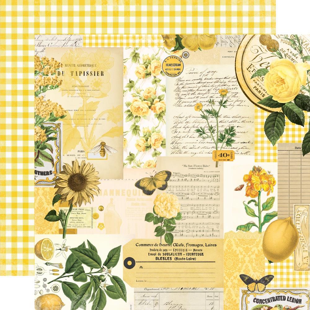 Simple Stories Vintage Essentials Color Palette 12 x 12 Collector's Kit 22201 Yellow Collage