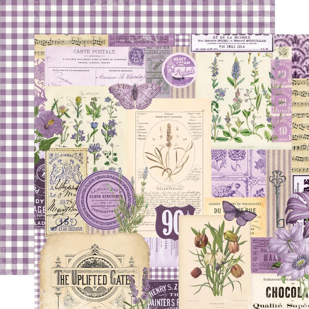 Simple Stories Vintage Essentials Color Palette 12 x 12 Collector's Kit 22201 Purple Collage