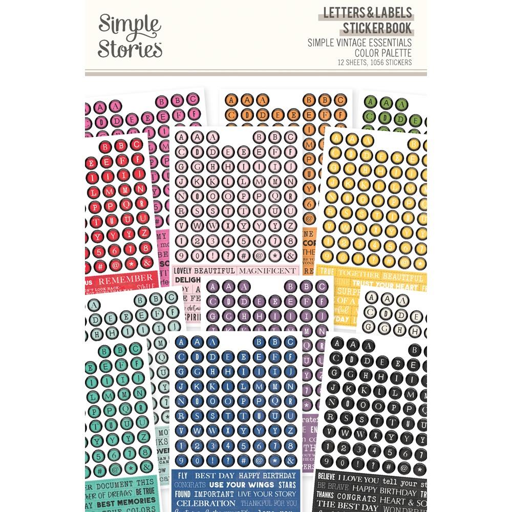 Simple Stories Vintage Essentials Color Palette Letters And Labels Sticker Book 22236