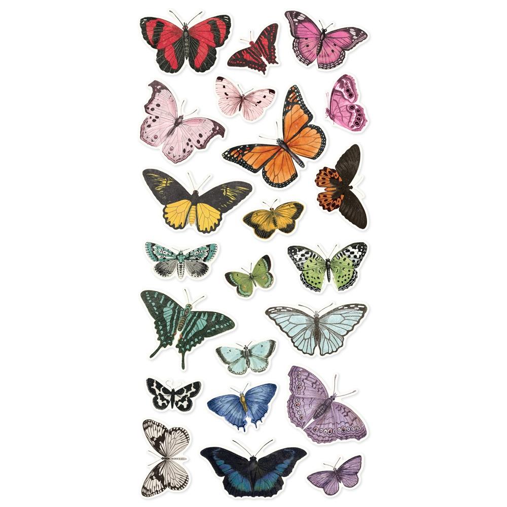 Simple Stories Vintage Essentials Color Palette Butterfly And Floral Foam Stickers 22237 Colorful Bugs