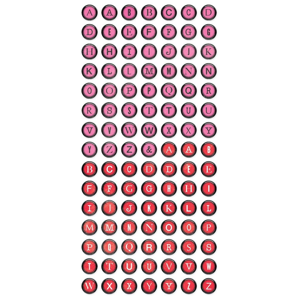 Simple Stories Vintage Essentials Color Palette Type Keys Warm Foam Stickers 22238 Pink And Red