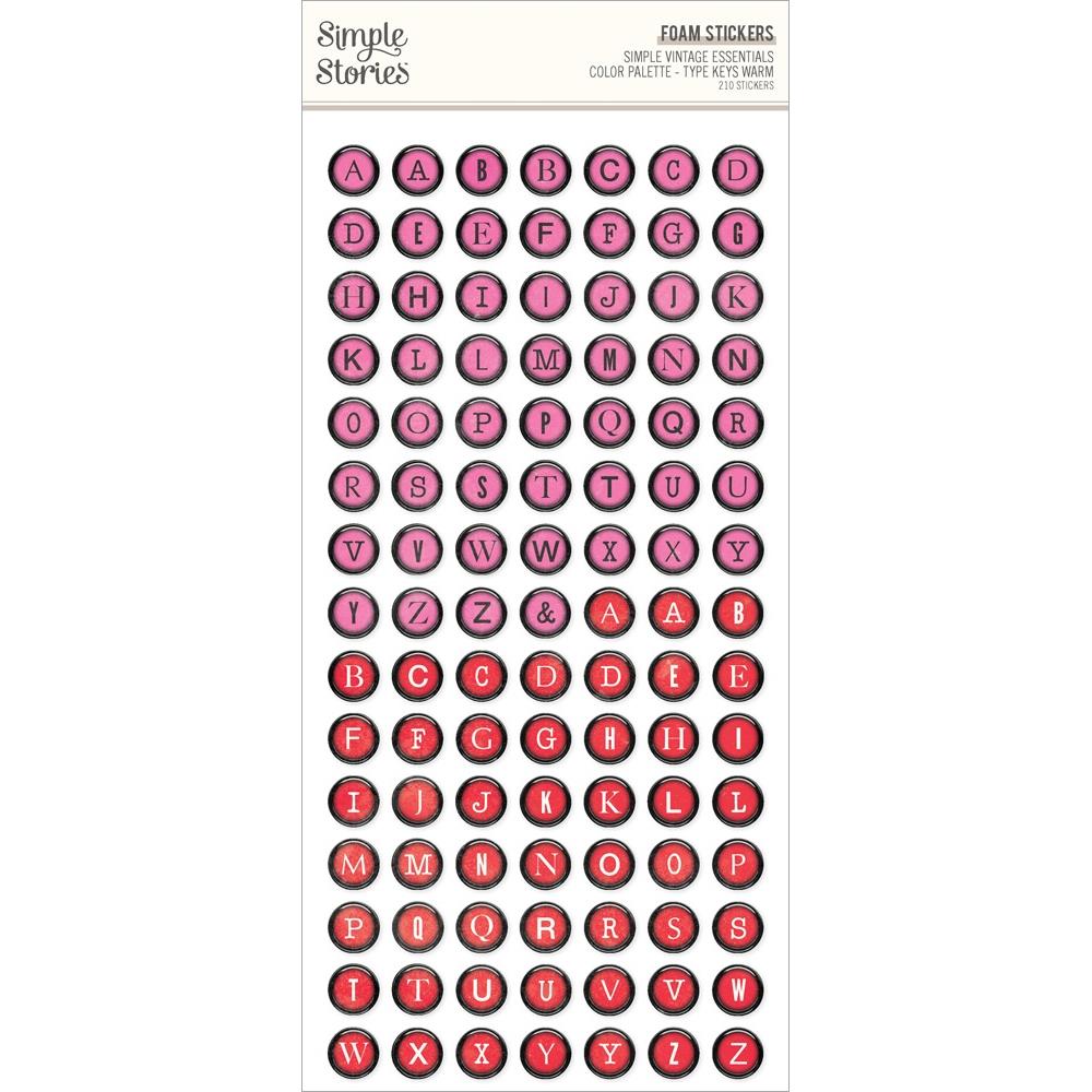Simple Stories Vintage Essentials Color Palette Type Keys Warm Foam Stickers 22238