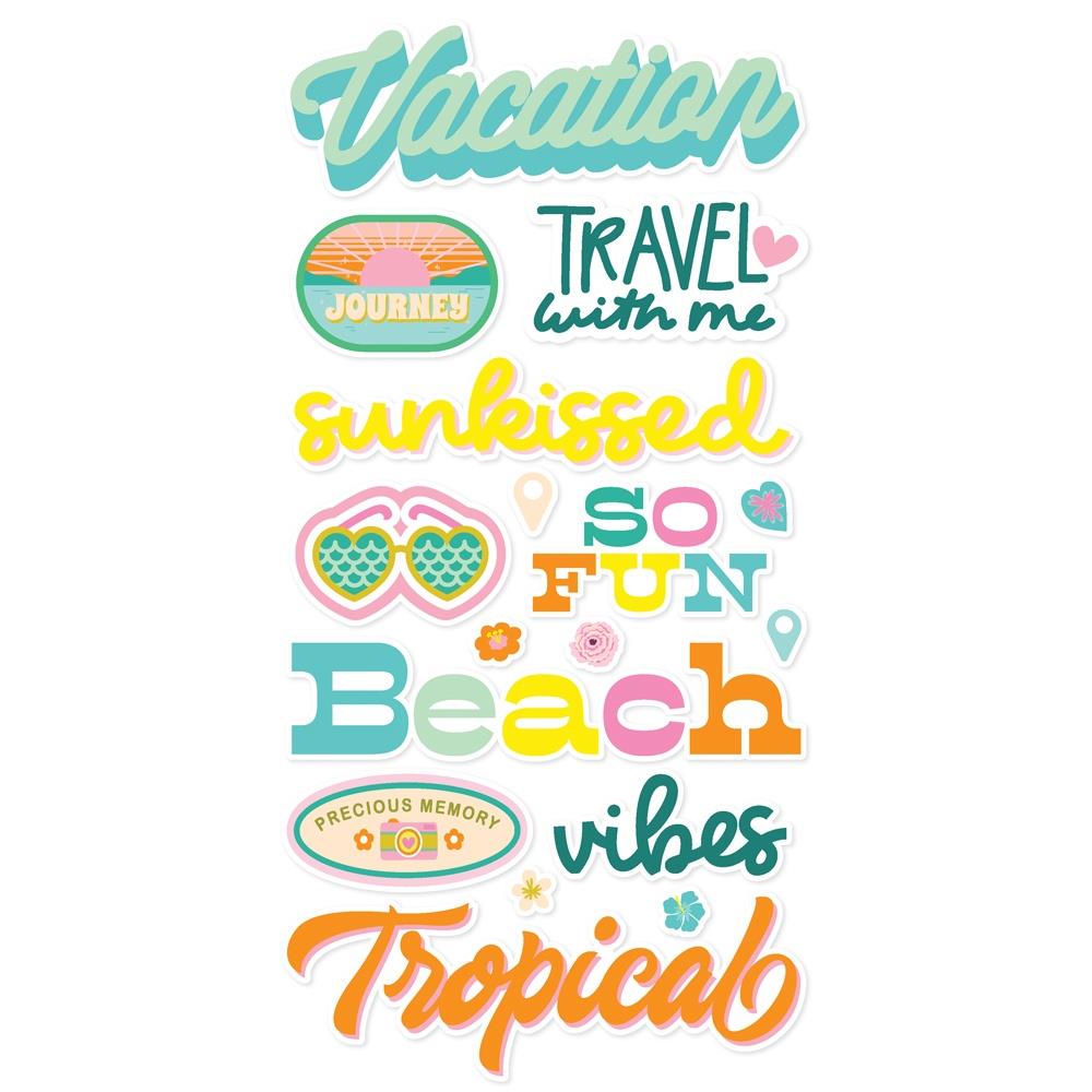 Simple Stories Just Beachy Foam Stickers 22326 Vacation Sentiments