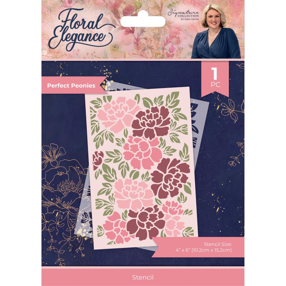 Crafter's Companion Perfect Peonies 4 x 6 Stencil s-fe-sten4-pepe