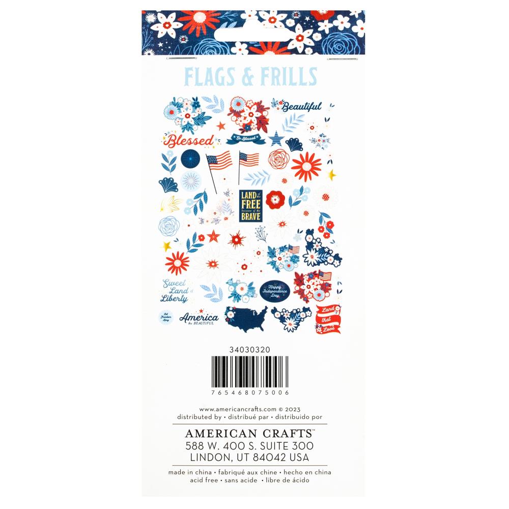 American Crafts Flags And Frills Icon Ephemera Pack 34030320 back