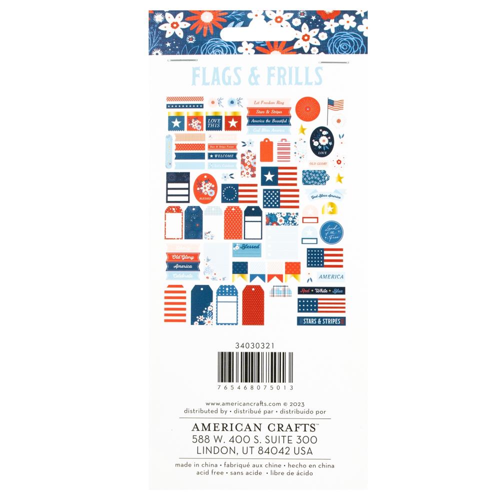 American Crafts Flags And Frills Journaling Ephemera Pack 34030321 back