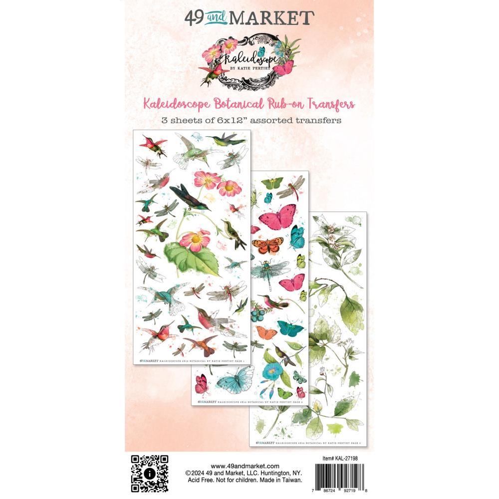 49 and Market Kaleidoscope Botanical Rub On Transfer Set kal-27198
