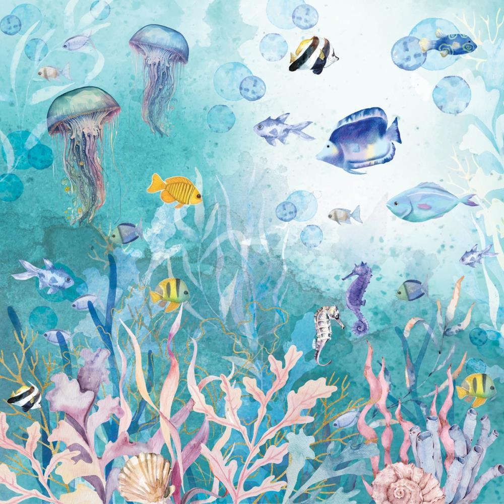 Crafter's Companion Enchanted Ocean 12 x 12 Paper Pad s-eo-pad12 Aquatic Floral Designs