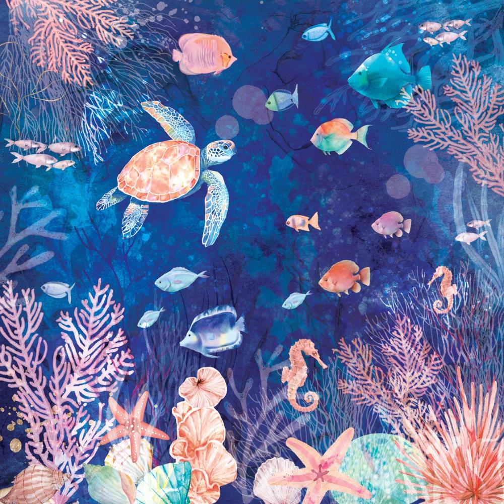 Crafter's Companion Enchanted Ocean 12 x 12 Paper Pad s-eo-pad12 Underwater Blooms