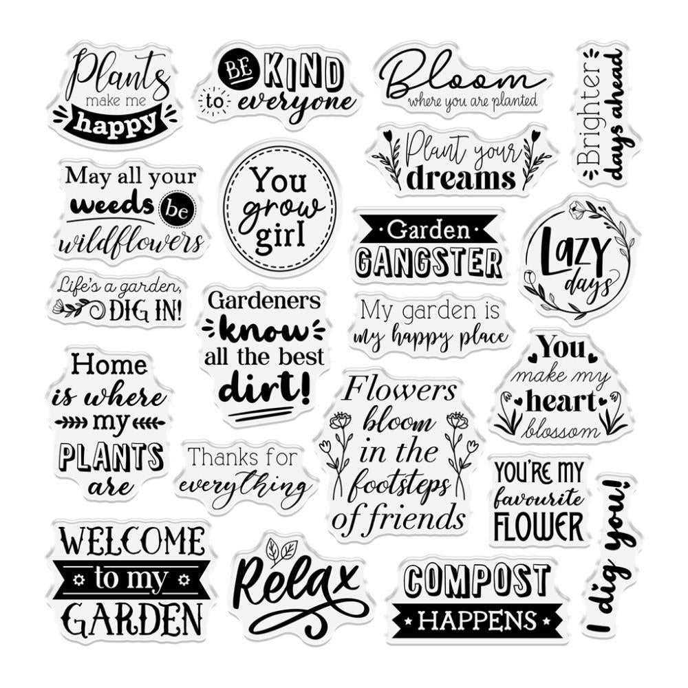 Crafter's Companion You Grow Girl Clear Stamps cc-gc-ca-st-yogg Garden Sentiments