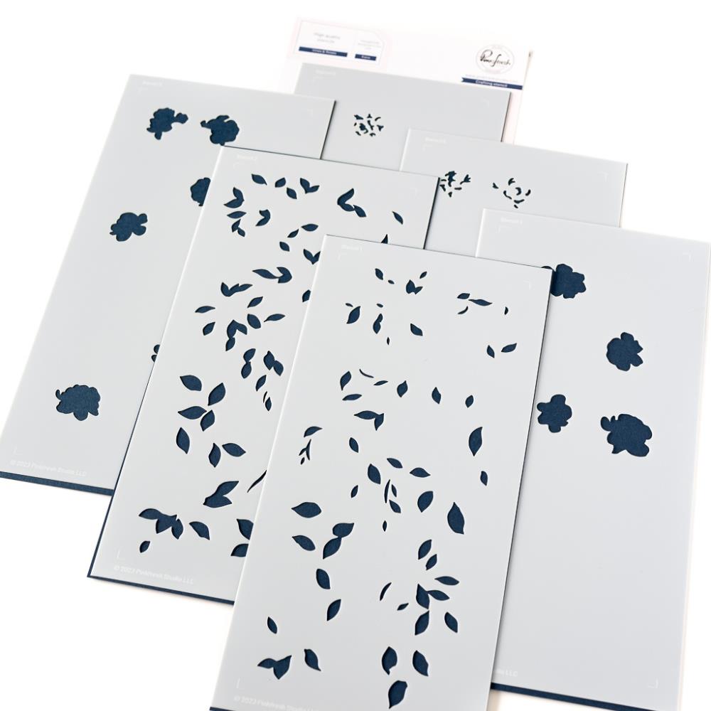 Pinkfresh Studio Vines And Roses Stencils 241324