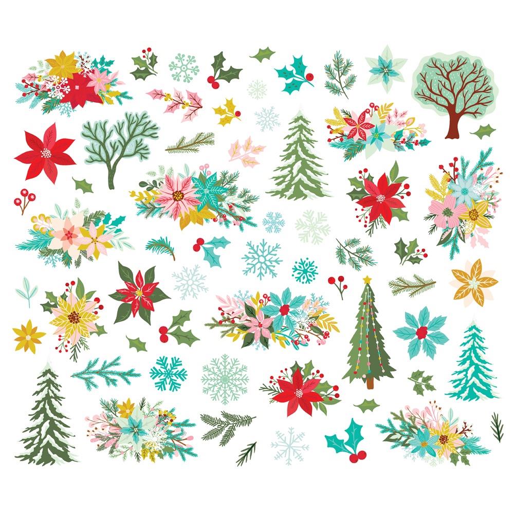 Simple Stories Snow Pine Lodge Floral Bits And Pieces 23121 Christmas Florals