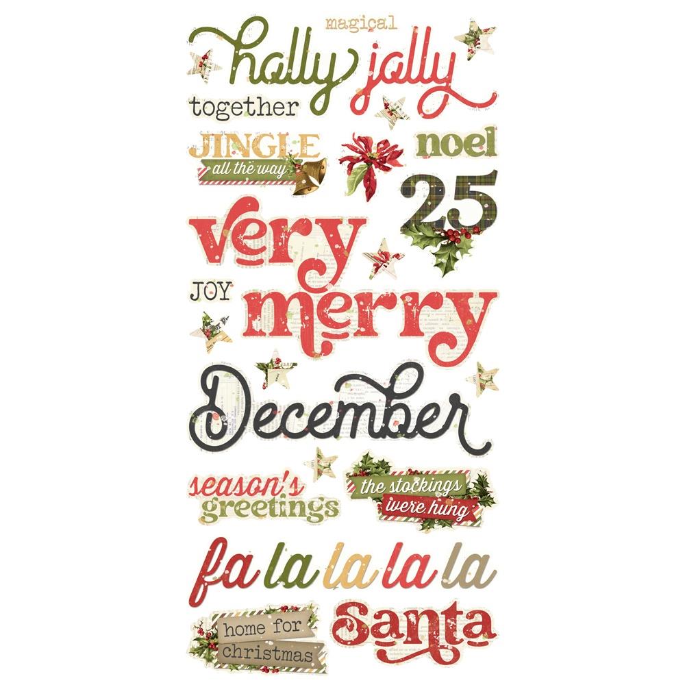 Simple Stories Vintage Yuletide Foam Stickers 23230 Holiday Phrases