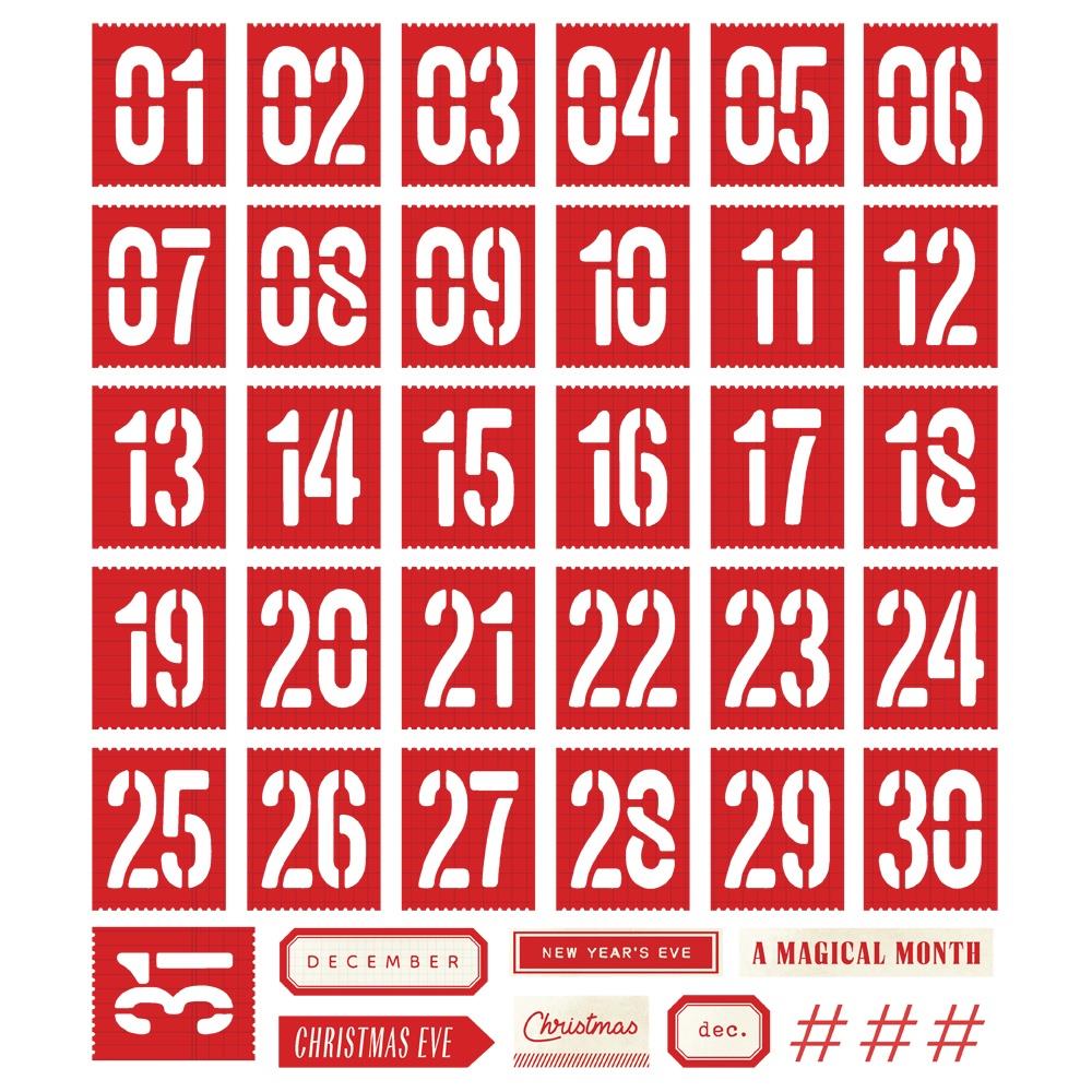 Simple Stories Vintage Holly Jolly Number Bits And Pieces 23319 Christmas Calendar