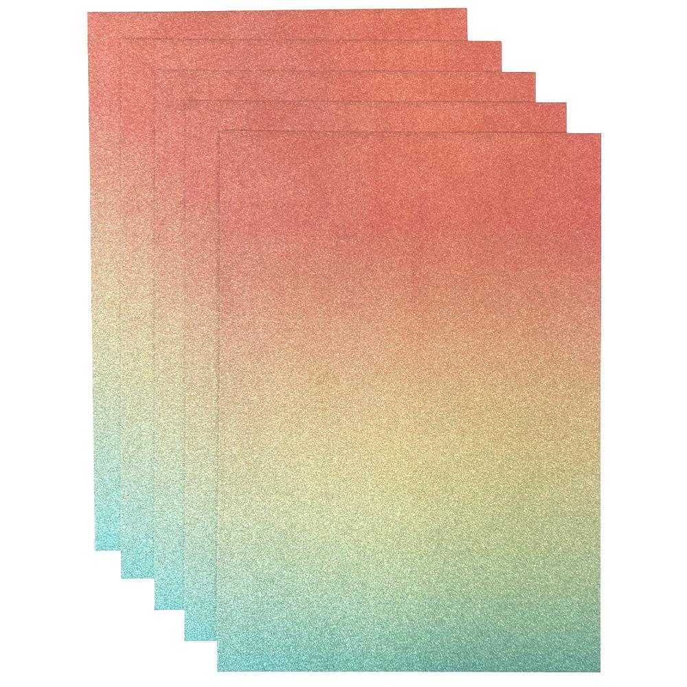 Tonic Mermaid Shimmer 8.5 x 11 Ombre Glitter Cardstock 8924e Detailed Product View