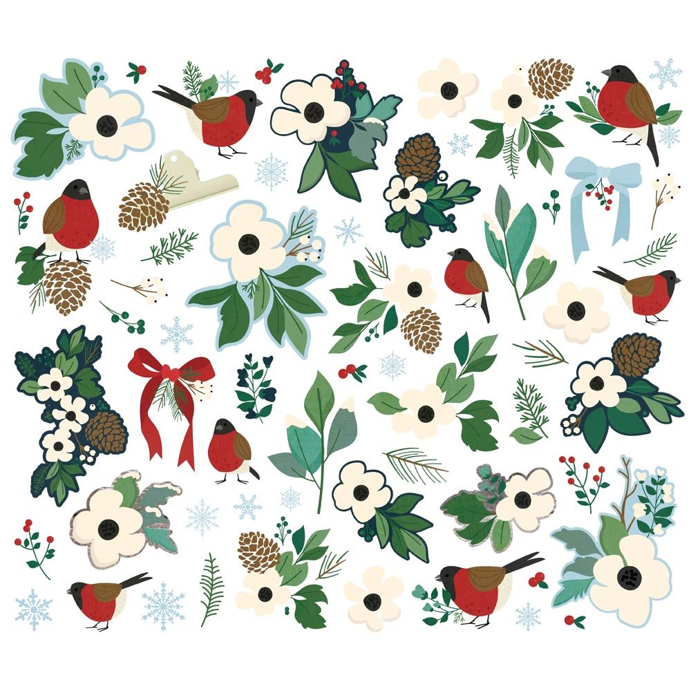 Simple Stories Vintage Flannel Season Floral Bits And Pieces 25319 Winter Flowers