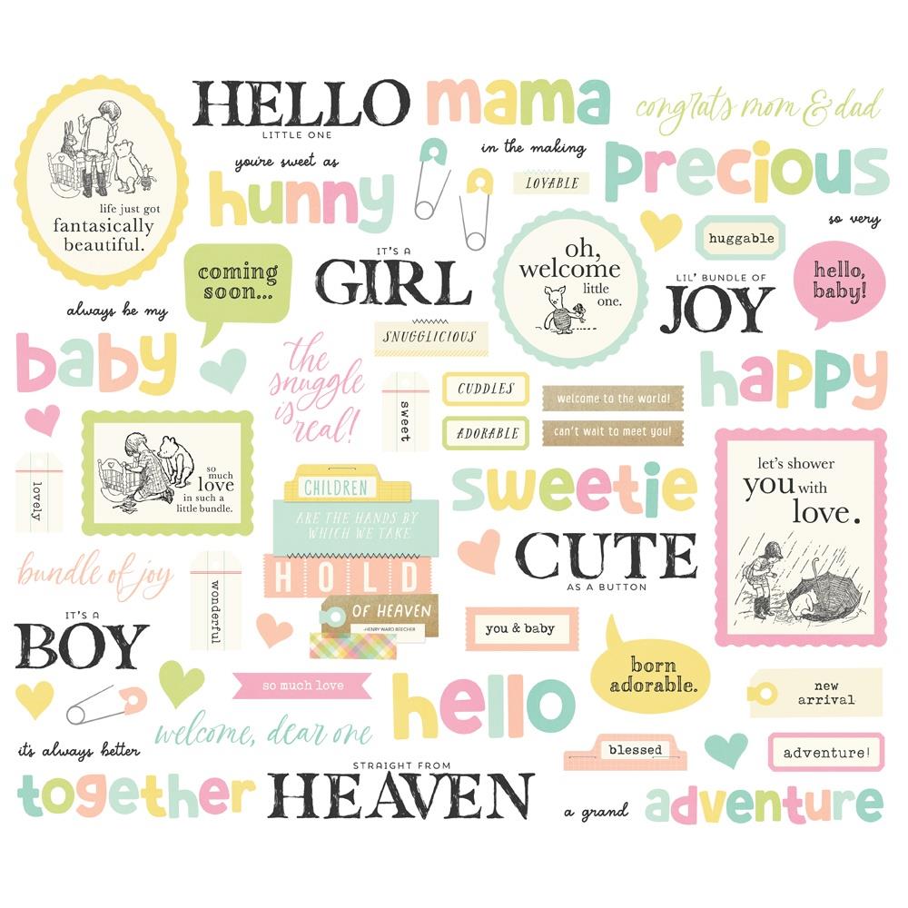 Simple Stories Say Cheese Classic Pooh Baby Sentiment Bits And Pieces 25829 New Born Phrases