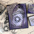 Whimsy Stamps Harlequin Stencil wss141 skull and roses