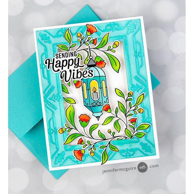Pinkfresh Studio Lantern Botanicals Clear Stamps 219524 Happy Vibes Card | color-code:ALT04