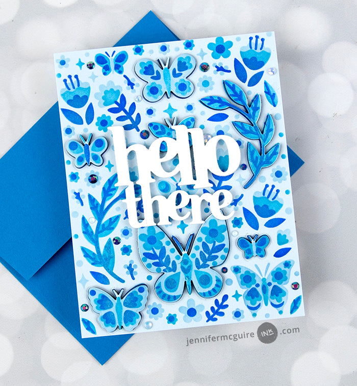 Ranger Perfect Pearls Blue Hydrangea Powder ppp71068 Hello There Card | color-code:ALT01