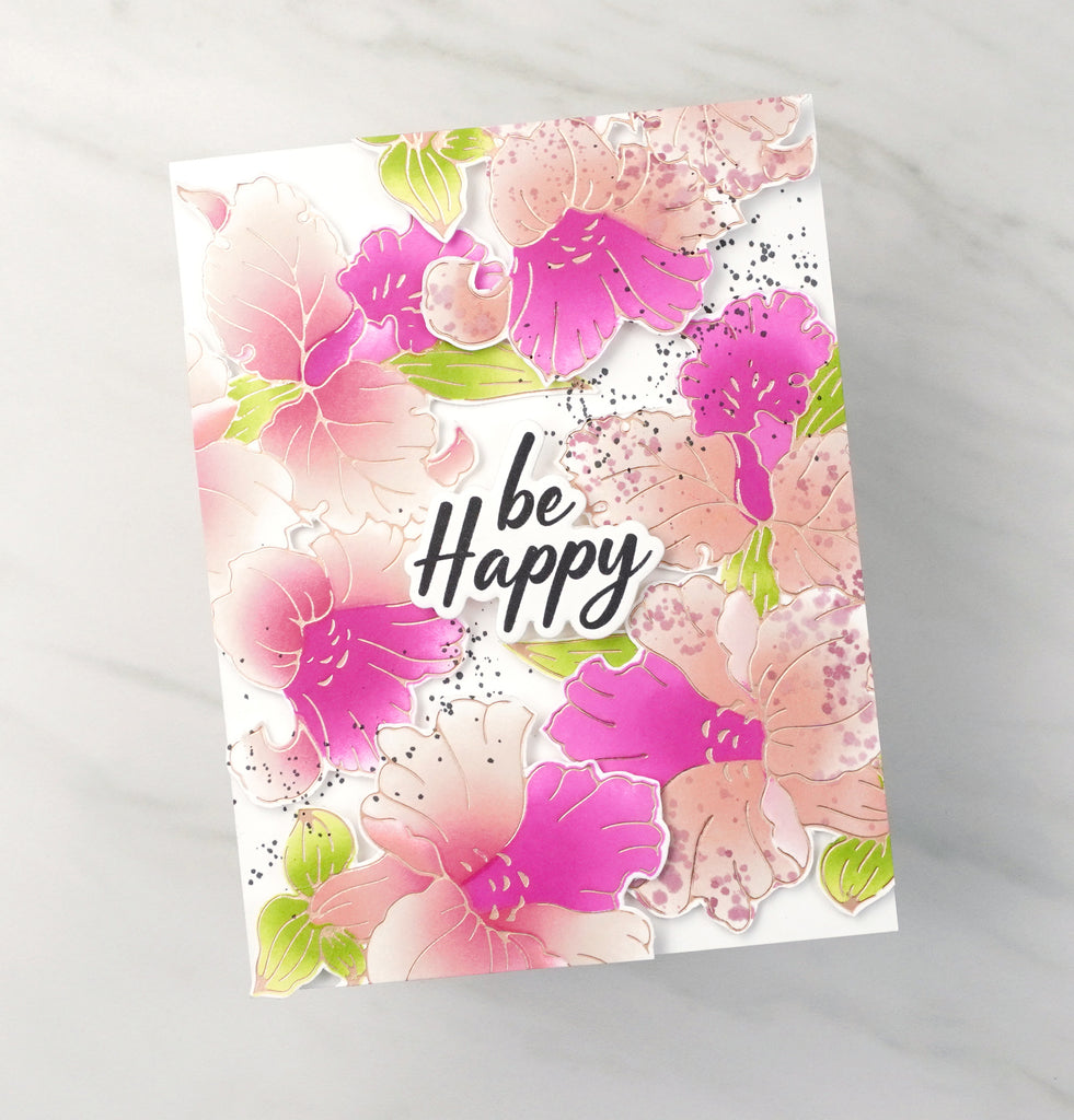 Altenew Spark Joy Festive Flowers Stencil and Hot Foil Plate Set ALT7713BN be happy | color-code:ALT01