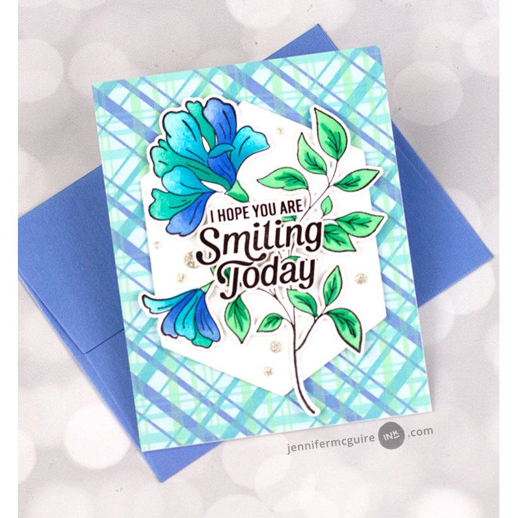 Pinkfresh Studio Diagonal Plaid And Plaid Press Plates Bundle Floral Smiling Card | color-code:ALT05