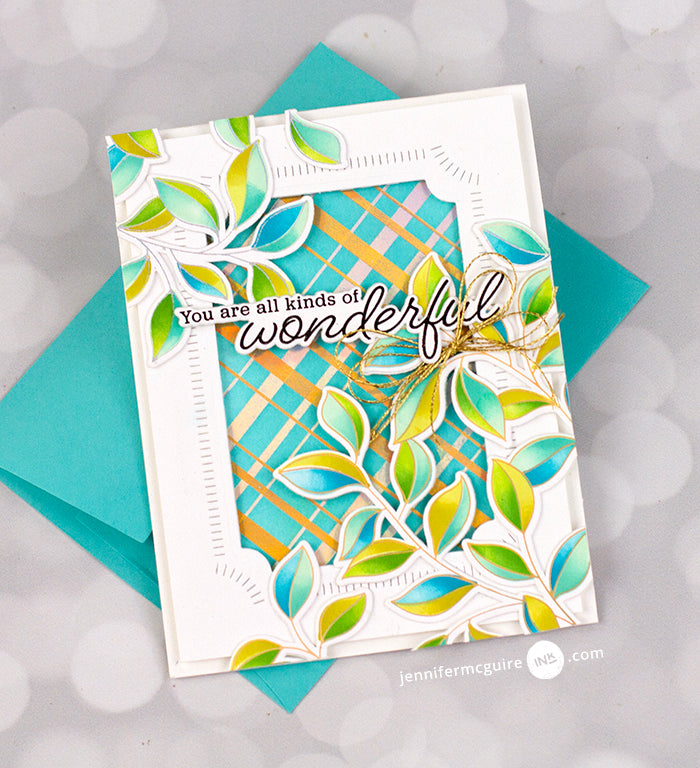 Pinkfresh Studio Diagonal Plaid And Plaid Press Plates Bundle Floral Wonderful Card | color-code:ALT06