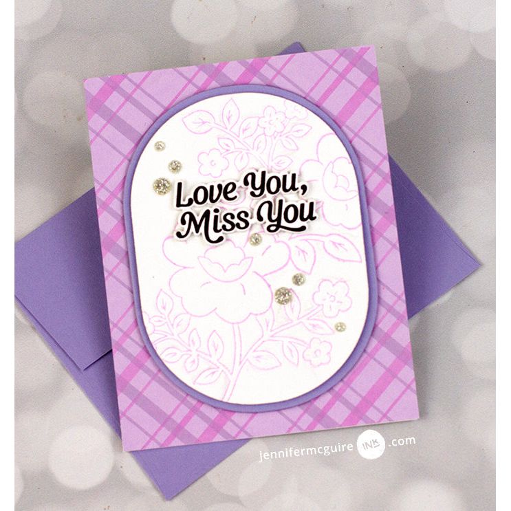 Pinkfresh Studio Diagonal Plaid And Plaid Press Plates Bundle Love You Purple Card | color-code:ALT04