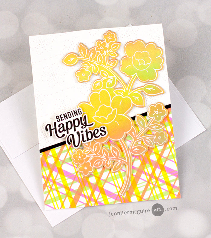 Pinkfresh Studio Never Give Up Press Plate 242424 Happy Vibes Card | color-code:ALT05