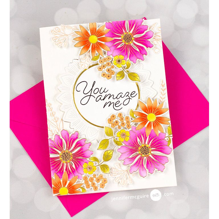 Pinkfresh Studio Ornate Circle Die Set pf089es You Amaze Me Card | color-code:ALT092