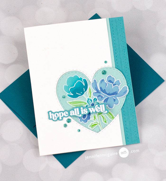 Pinkfresh Studio Just A Hello Floral Die Set 121521 Hope All Is Well Card | color-code:ALT17