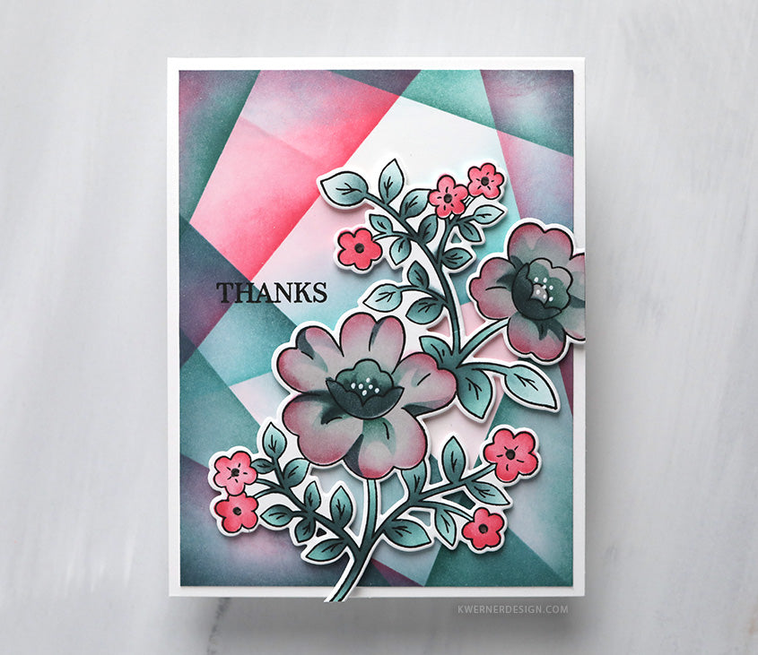Pinkfresh Studio Never Give Up Press Plate 242424 Geometric Floral Card | color-code:ALT01