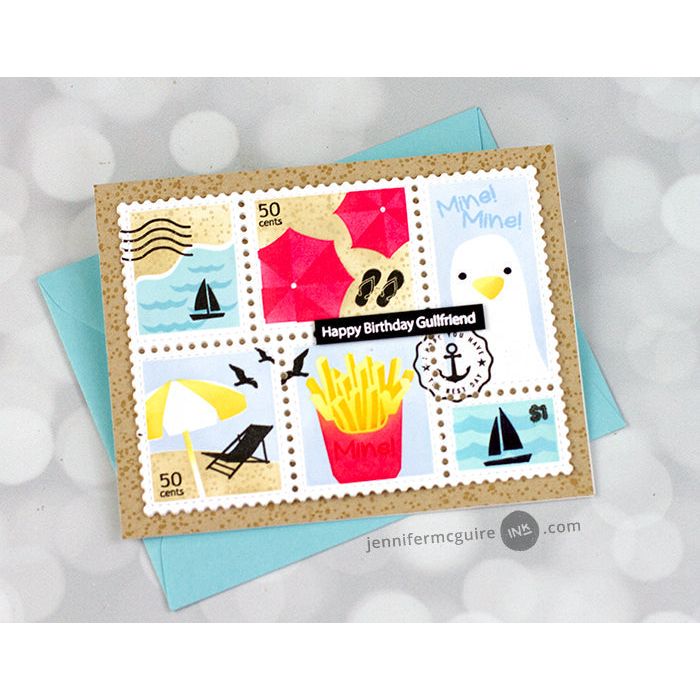 Waffle Flower Postage Collage Beach Days Stencil 421712 happy birthday | color-code:ALT01