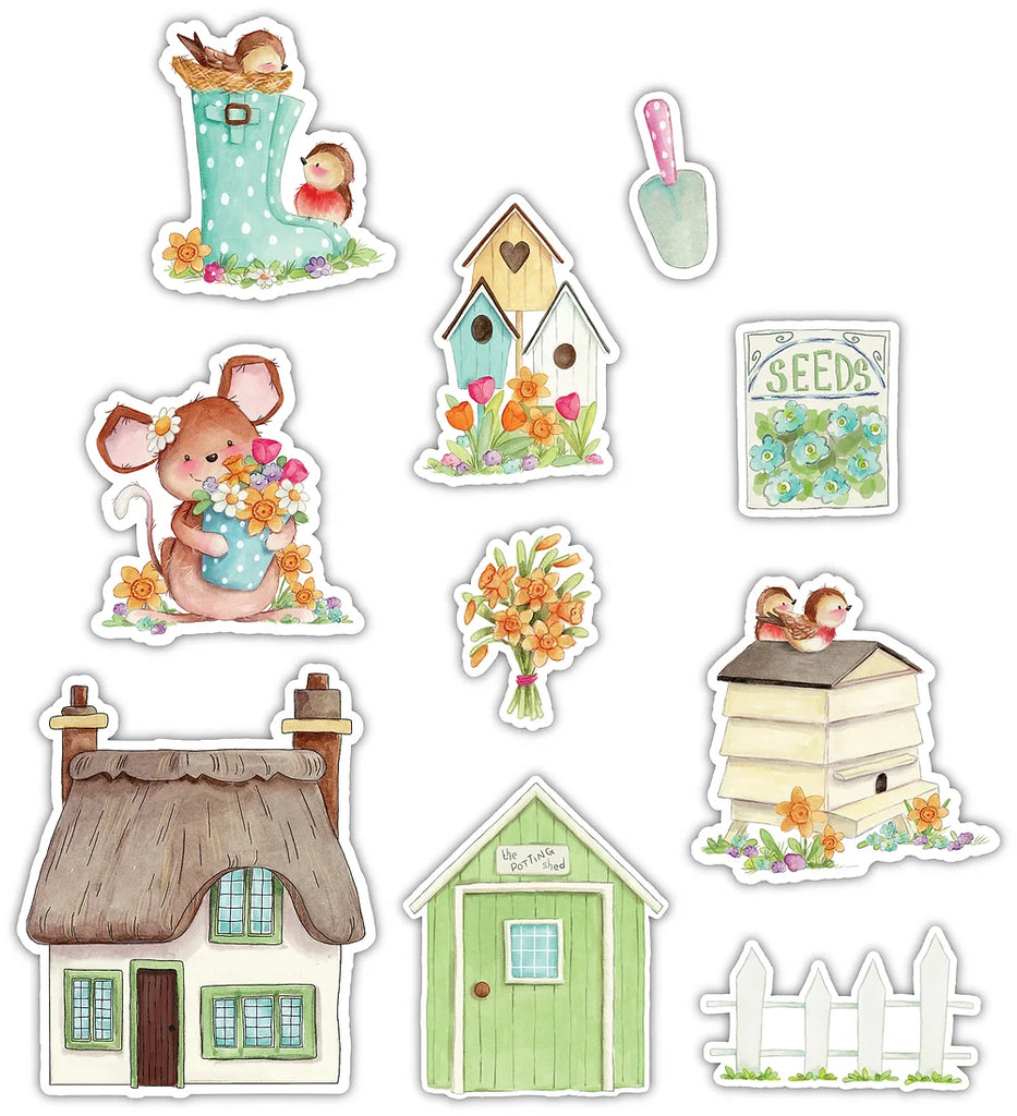 Craft Consortium Cottage Garden LASER CUT PRINTED WOOD SHAPES CCWDNS006 wood shapes