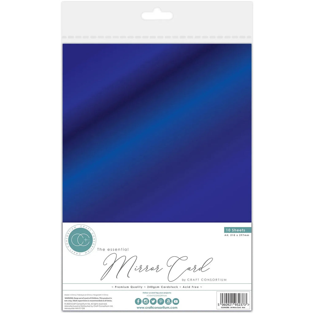 Craft Consortium The Essential Blue Mirror Card Paper Pack ccemc008