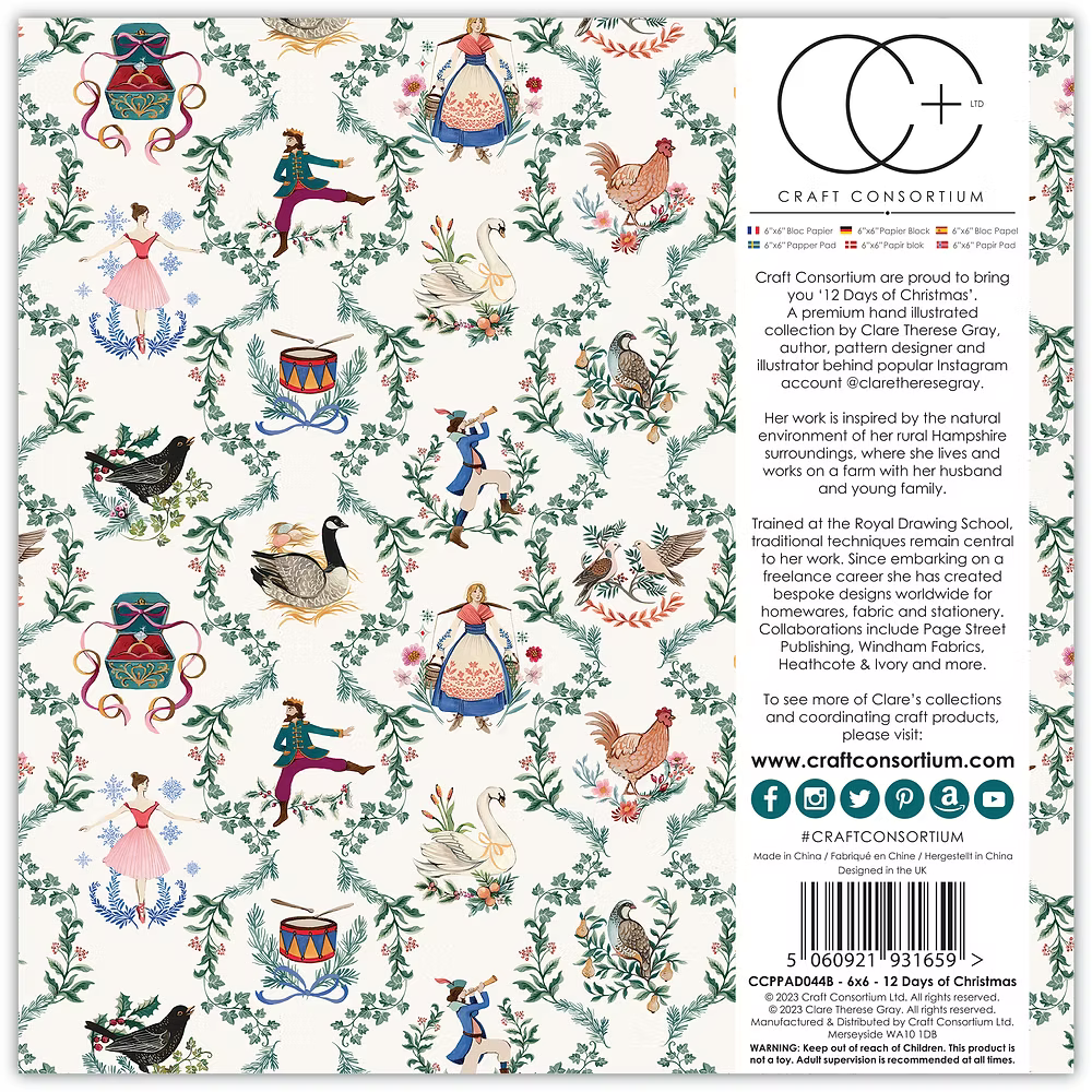 Craft Consortium 12 Days of Christmas 6 x 6 inch Paper Pad ccppad044b