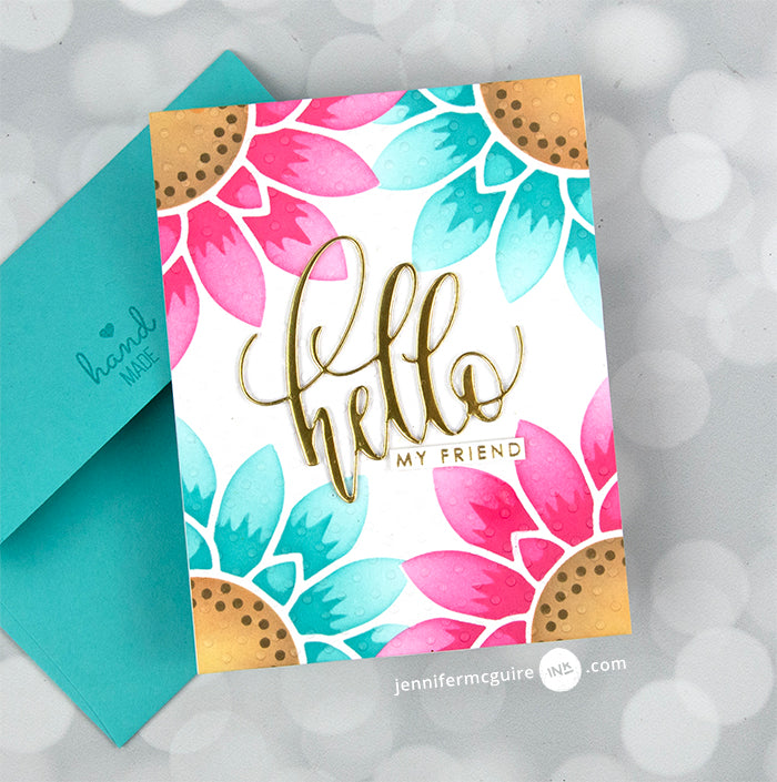Gina K Designs Spectacular Sunflowers Layering Stencils gkdst55 Hello My Friend | color-code:ALT01
