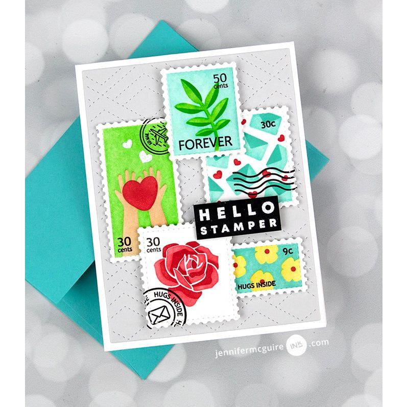 Waffle Flower Postage Collage Dies 421382 hello stamper | color-code:ALT01