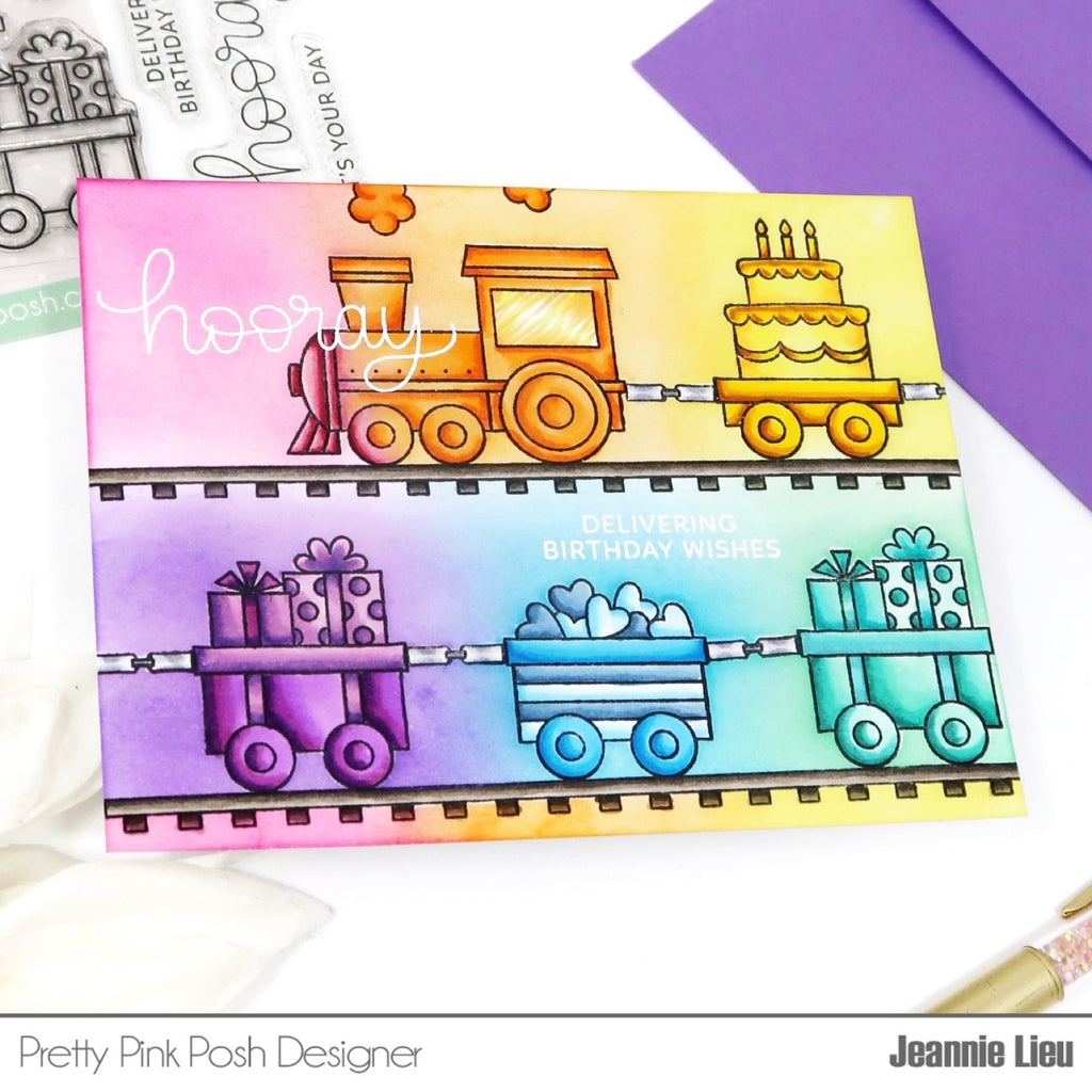 Pretty Pink Posh Valentines Train Clear Stamps hooray