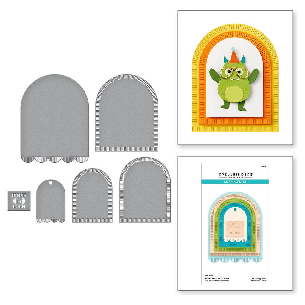 s5-619 Spellbinders Make a Wish Arch Labels Etched Dies product image
