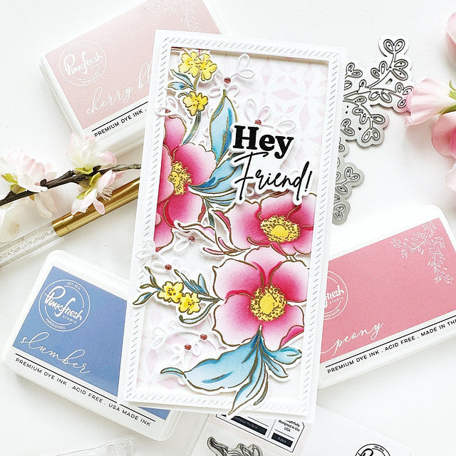 Pinkfresh Studio Nothing But The Best Dies 190223 Slimline Floral Card