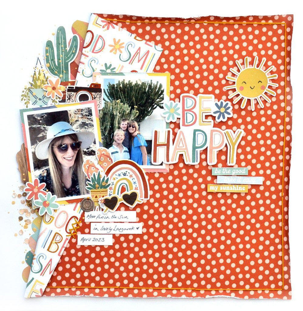 Simple Stories Boho Sunshine 6 x 12 Chipboard 19916 Be Happy Layout