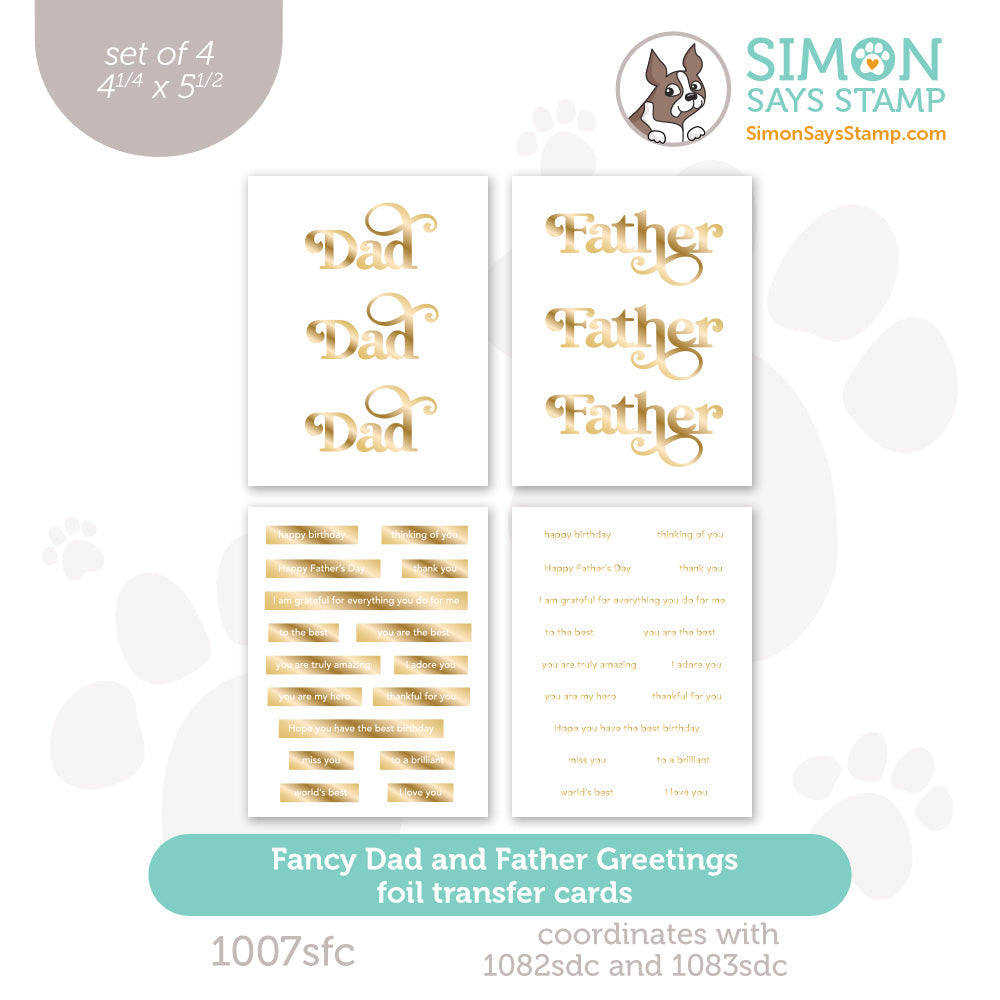 Simon Says Stamp Foil Transfer Cards Fancy Dad and Father Greetings 1007sfc Celebrate