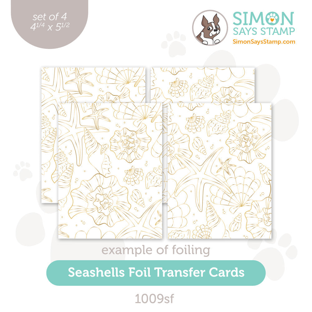 Simon Says Stamp Foil Transfer Cards Seashells 1009sf