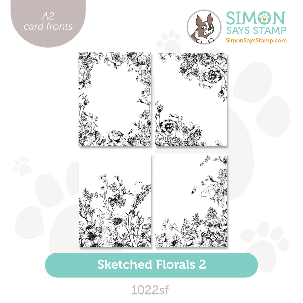Simon Says Stamp Pack of 4 Watercolor Card Fronts Sketched Florals 2 1022sf